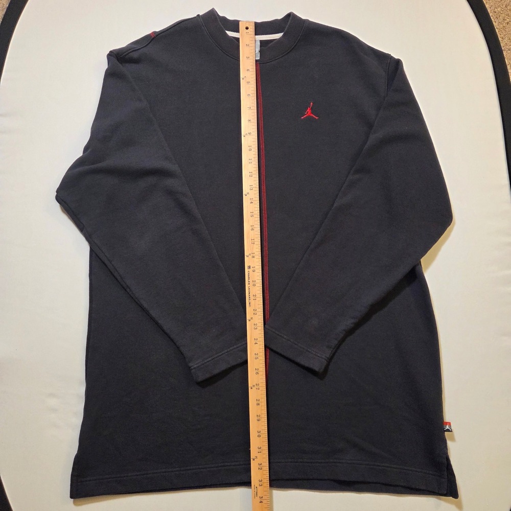 Jordan Mens Black Crewneck Sweatshirt Red Contrast Stitch Jumpman XL Long Sleeve - Picture 6 of 11